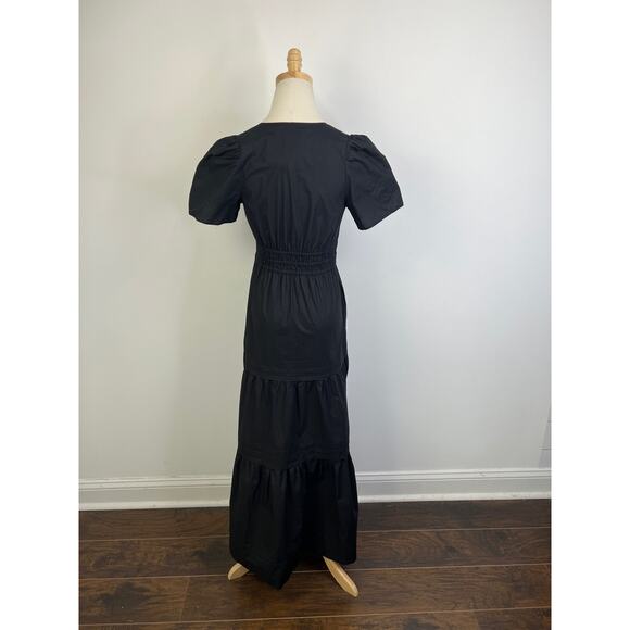 QUINCE Black 100% Organic Cotton Tiered Maxi Dress NWT Size Large - Picture 12 of 14